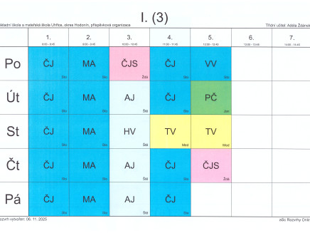 Rozvrh 3.ročník