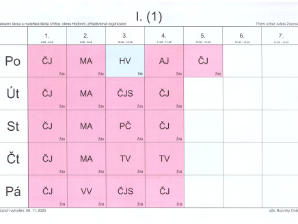 Rozvrh 1.ročník