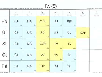 Rozvrh 5.ročník